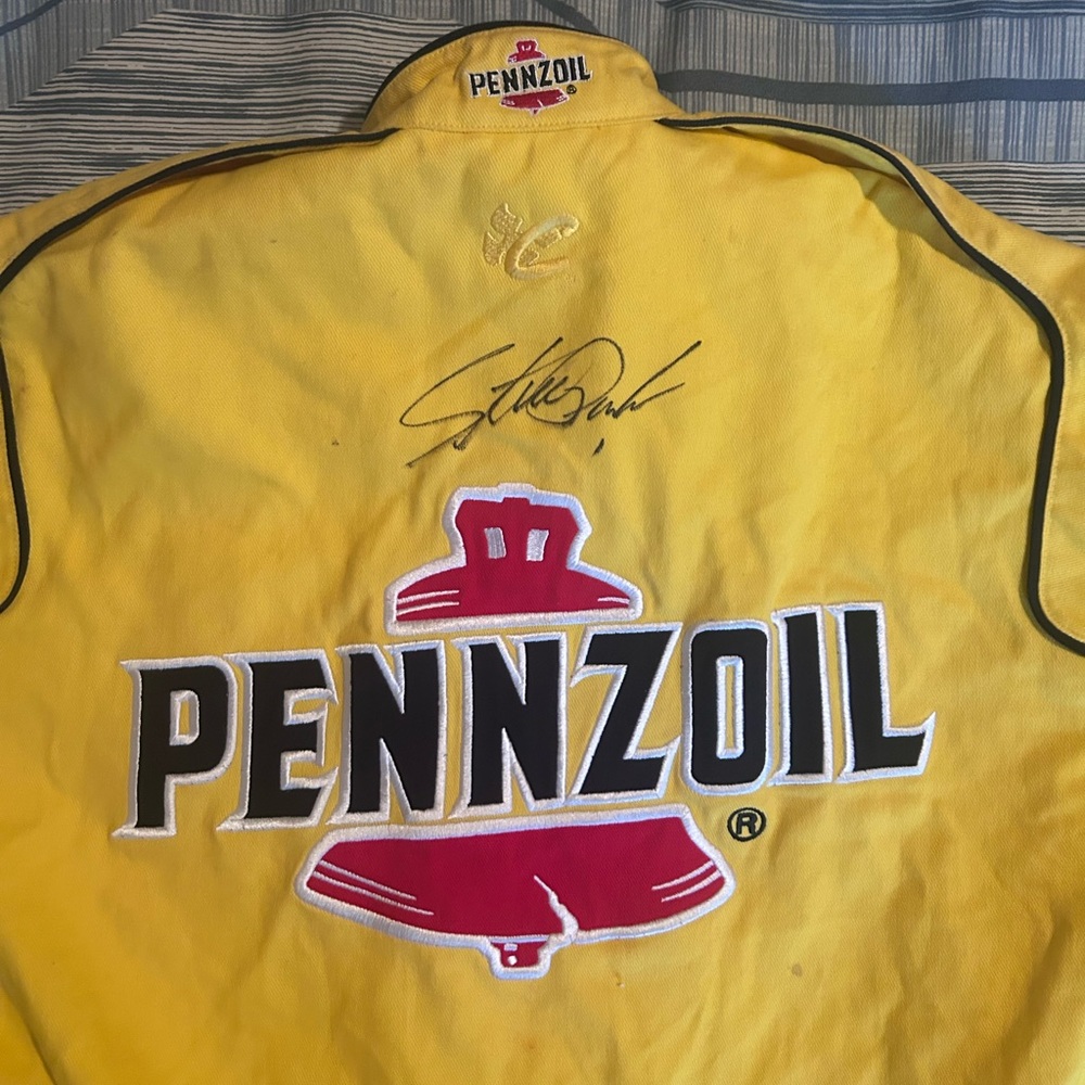 Singed Steve Parker Pennzoil Yellow Racing Jacket